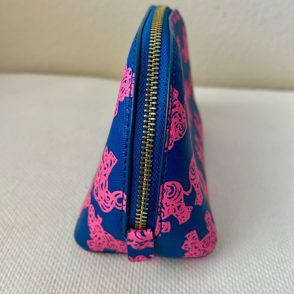 Lily Pulitzer Zipper Case Pink Elephant Blue Bamboo Pull 7.5 x 5 x 3.5 - Picture 5 of 8